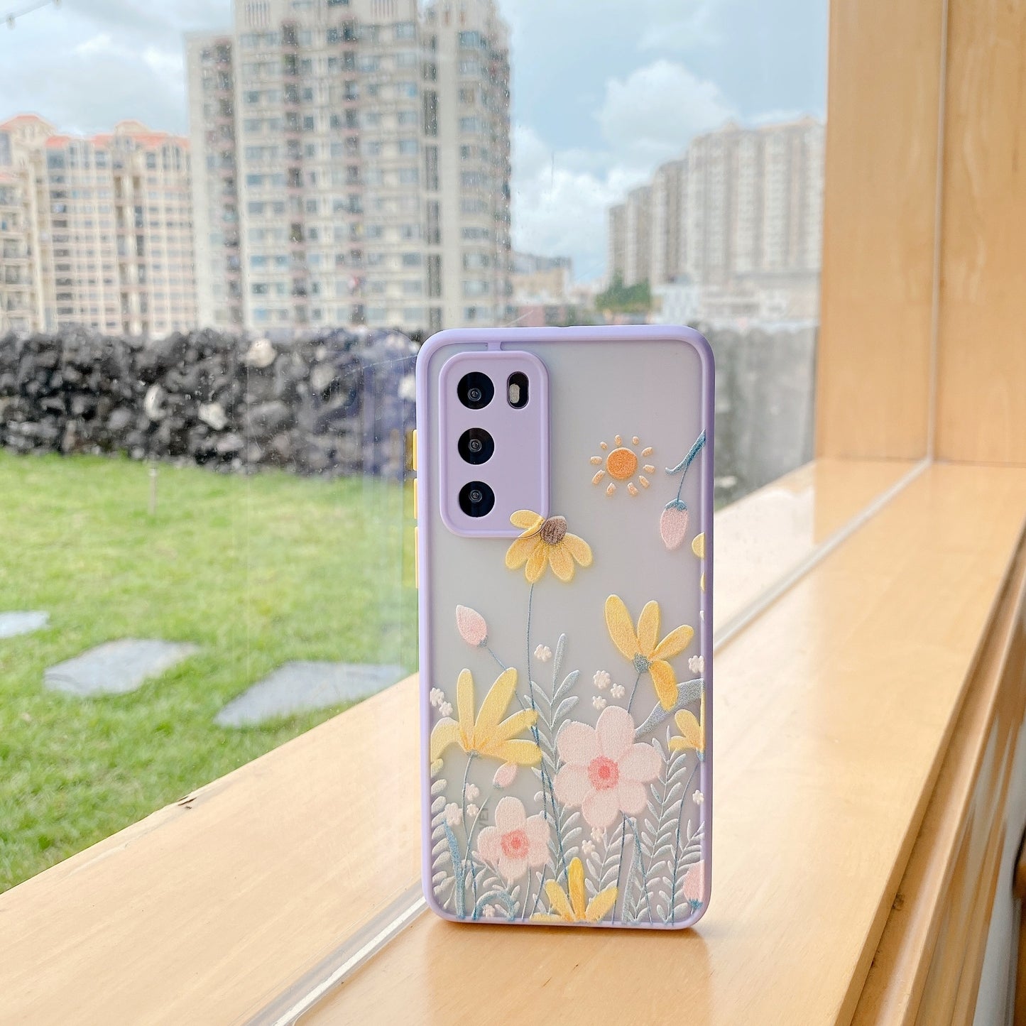 Embossed flower phone case